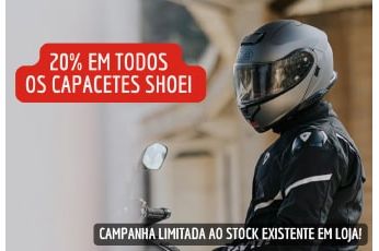 Campanha Flash: 20% de desconto em TODOS os Capacetes SHOEI