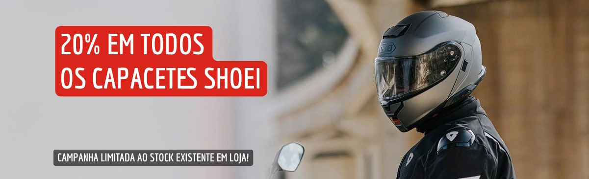 Campanha Flash: 20% de desconto em TODOS os Capacetes SHOEI